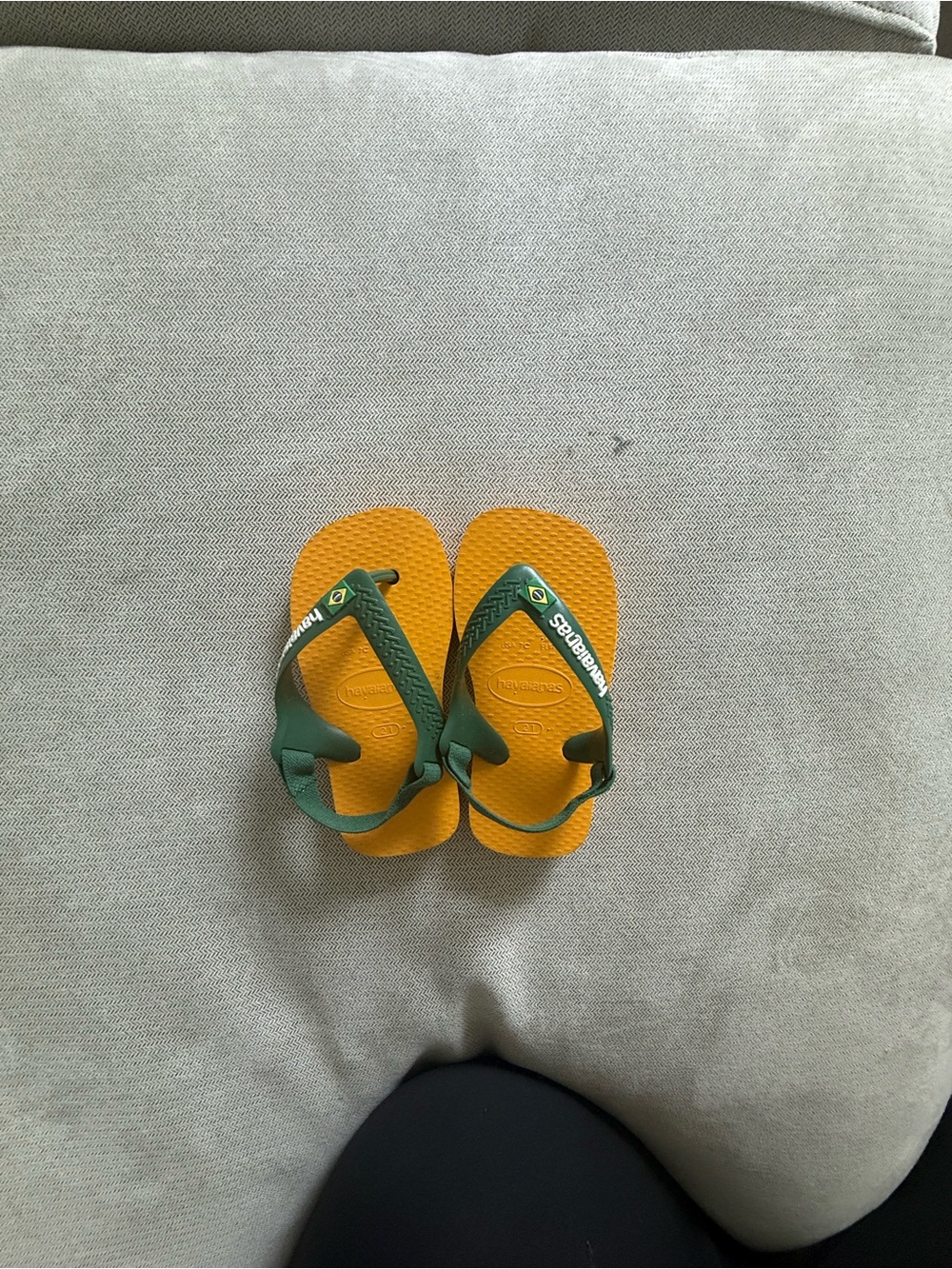 Havaianas Kids Yellow Flip Flops with Green Straps